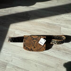 Free People Brown Snake Print Belt Bag